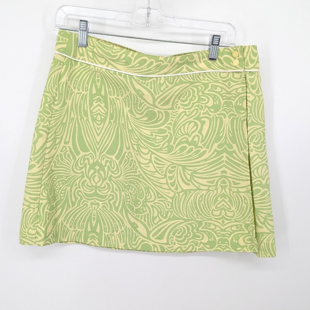 Patagonia Wrap Skirt Women 8 Green Abstract Nylon Mini Outdoor Casual Gorpcore